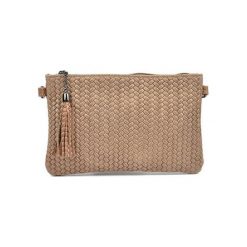 Torebki klasyczne damskie: Skórzana torebka w kolorze ciemnobeżowym – (S)23,5 x (W)15 x (G)2 cm