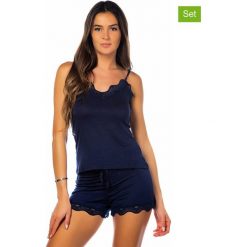 Piżama "Carry" w kolorze granatowym. Niebieskie piżamy damskie Inoo, m, w koronkowe wzory, z koronki. W wyprzedaży za 59,95 zł.