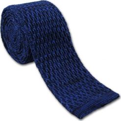 Designerski , Dziergany Krawat Męski Knit - 5,5 cm - Alties, Granatowy Melanż KRALTS0123. Niebieskie krawaty męskie Alties, w paski, z jeansu, sportowe. Za 44,00 zł.