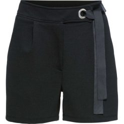 Szorty z wiązanym paskiem bonprix czarny. Czarne szorty damskie bonprix, w kolorowe wzory. Za 74,99 zł.