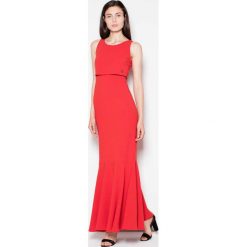 Czerwona Wieczorowa Maxi Sukienka z Nakładką. Czerwone długie sukienki Molly.pl, na imprezę, l, z tkaniny, eleganckie, na ramiączkach, dopasowane. Za 179,90 zł.