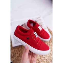 Dziecięce Trampki Big Star Czerwone DD374077. Czerwone trampki dziewczęce na sznurówki. Za 99,00 zł.
