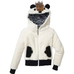 Bluzy dziewczęce rozpinane: Bluza z polaru z motywem zwierzątka bonprix biel wełny Szop pracz