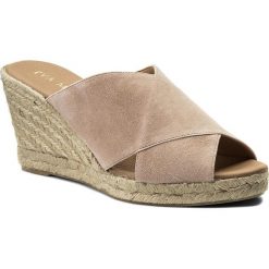 Espadryle EVA MINGE - Bejar 3B 18MJ1372385ES 221. Różowe espadryle damskie Eva Minge, w paski, ze skóry, bez obcasa, na koturnie. W wyprzedaży za 229,00 zł.