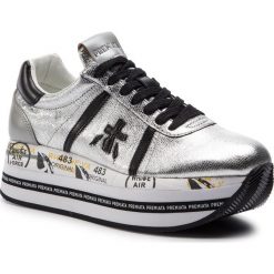 Sneakersy PREMIATA - Beth 3643 Srebrny. Szare półbuty damskie marki Premiata, bez wzorów, ze skóry, bez obcasa, na koturnie, bez zapięcia. Za 999,00 zł.