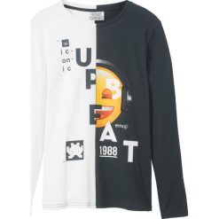 Shirt EMOJI w stylu colourblocking, długi rękaw bonprix czarno-biały z nadrukiem. Czarne koszule chłopięce bonprix, z nadrukiem, bez kołnierzyka, z długim rękawem, długie. Za 44,99 zł.