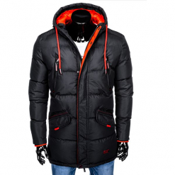 KURTKA MĘSKA ZIMOWA PIKOWANA C383 - CZARNA. Czarne kurtki męskie bomber Ombre Clothing, na zimę, m, z poliesteru. Za 149,00 zł.