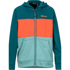 Bluza w kolorze miętowym. Zielone bluzy chłopięce rozpinane marki Marmot Kids. W wyprzedaży za 107,95 zł.