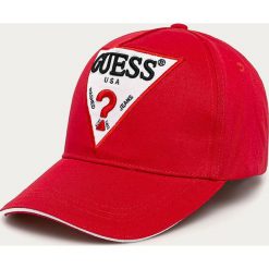 Guess Jeans - Czapka. Czarne czapki męskie Guess Jeans, z aplikacjami, z bawełny. Za 119,90 zł.