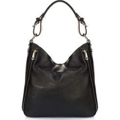 Skórzana torebka w kolorze czarnym - 37 x 54 x 11 cm. Czarne torebki klasyczne damskie Black Bags, w paski, ze skóry, na ramię, bez dodatków. W wyprzedaży za 307,95 zł.