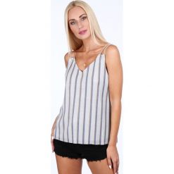 Top plisowany w paski 21208. Szare bluzki damskie marki Fasardi, s, w paski, bez kołnierzyka. Za 49,00 zł.