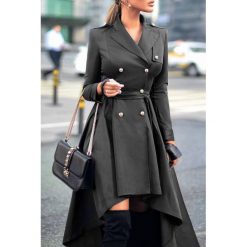 Sukienka KATIE BLACK. Czarne sukienki damskie IVET, w paski, z asymetrycznym kołnierzem, z długim rękawem, długie, mini, asymetryczne. W wyprzedaży za 99,00 zł.