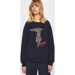 Trussardi Jeans - Bluza. Niebieskie bluzy damskie Trussardi Jeans, s, z aplikacjami, z elastanu, bez rękawów, bez kaptura. Za 379,90 zł.