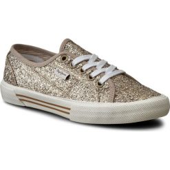 Tenisówki PEPE JEANS - Aberlady Flash PLS30498 Gold 099. Żółte półbuty damskie Pepe Jeans, na co dzień, bez wzorów, z jeansu, bez obcasa, bez zapięcia. W wyprzedaży za 139,00 zł.
