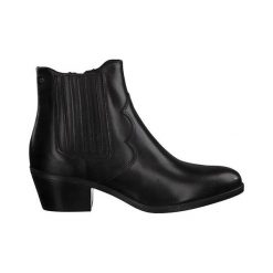Tamaris Botki czarny female czarny 37. Czarne botki damskie Tamaris, ze skóry, klasyczne, bez obcasa, na zamek. W wyprzedaży za 209,00 zł.
