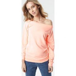 Pomarańczowa Bluza Bessie. Pomarańczowe bluzy damskie Born2be, xl, bez wzorów, z dzianiny, z długim rękawem, długie, bez kaptura. Za 79,99 zł.