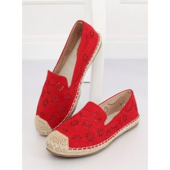 Espadryle ażurowe czerwone KNUTE. Czerwone espadryle damskie FunKee.pl, bez wzorów, z tkaniny, bez obcasa. Za 84,99 zł.