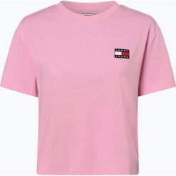 Tommy Jeans - T-shirt damski, różowy. Różowe t-shirty damskie Tommy Jeans, xs, z aplikacjami, z jeansu, bez kołnierzyka. Za 179,95 zł.