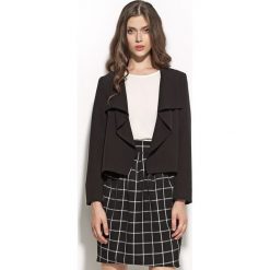 Czarny Żakiet - Narzutka z Wolnymi Połami. Czarne marynarki damskie NIFE, xl, bez wzorów, z elastanu. Za 145,90 zł.