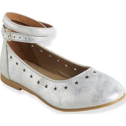 Baleriny w kolorze srebrnym. Szare baleriny dziewczęce Vertbaudet Girls & Co., bez wzorów, bez obcasa. W wyprzedaży za 55,95 zł.