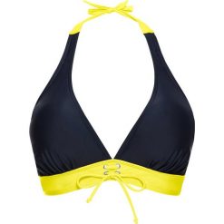 Stroje dwuczęściowe damskie: Biustonosz bikini z ramiączkami wiązanymi na szyi bonprix ciemnoniebieski