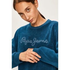 Pepe Jeans - Bluza Noelia. Niebieskie bluzy damskie Pepe Jeans, s, z aplikacjami, z bawełny, bez rękawów, bez kaptura. W wyprzedaży za 199,90 zł.