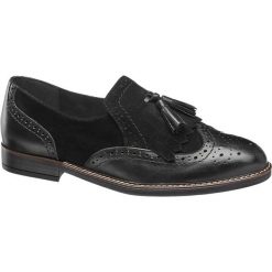 Mokasyny damskie 5th Avenue czarne. Czarne mokasyny damskie 5th Avenue, ze skóry, bez obcasa, na obcasie. Za 179,90 zł.