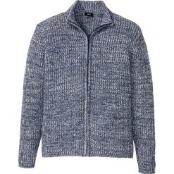 Sweter rozpinany z dzianiny melanżowej w prążek bonprix indygo. Niebieskie swetry męskie bonprix, s, bez wzorów, z dzianiny. Za 109,99 zł.