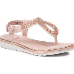 Sandały JENNY FAIRY - WS2787-01 Pink. Różowe klapki damskie Jenny Fairy, bez wzorów, ze skóry ekologicznej, bez obcasa. Za 69,99 zł.
