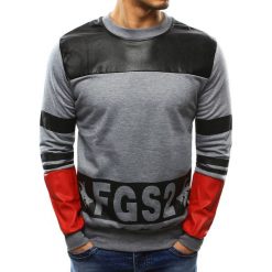Bluzy męskie: Bluza męska z nadrukiem szara (bx3376)