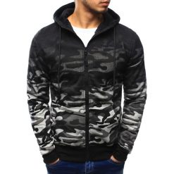 Bluzy męskie: Bluza męska camo rozpinana szara z kapturem (bx3178)