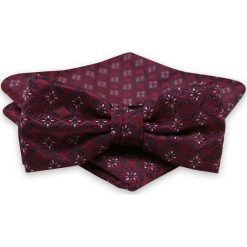 Bordowa Mucha Męska -ALTIES- z Taką Samą Poszetką, Wzór Paisley, Łezki MUALTS0574. Czerwone muszki męskie Alties, na imprezę, w paski, eleganckie. Za 40,00 zł.