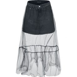 Spódniczki: Fashion Victim Jeansrock mit Tülllage Spódnica Mini czarny
