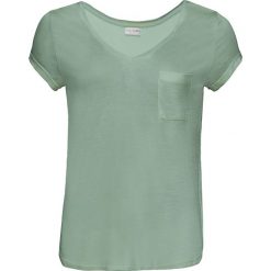 Shirt z kieszenią bonprix zielony pastelowy. Zielone t-shirty damskie bonprix, bez wzorów, z dekoltem w serek. Za 44,99 zł.