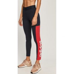 Adidas - Legginsy. Niebieskie spodnie damskie Adidas, s, z nadrukiem, z elastanu. Za 129,90 zł.