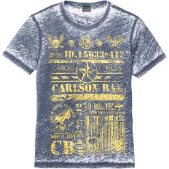T-shirt bonprix niebieski. Niebieskie koszulki męskie bonprix, s, z nadrukiem, bez kołnierzyka, bez rękawów. Za 54,99 zł.