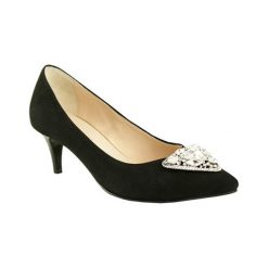 Buty ślubne damskie: Skórzane czółenka w kolorze czarnym