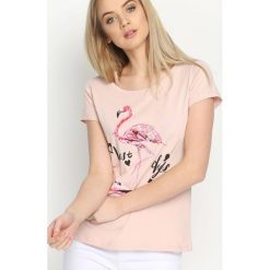 Różowy T-shirt Pink Flamingo. Czerwone bluzki damskie marki Born2be, l. Za 29,99 zł.