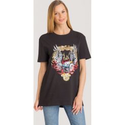 T-SHIRT GARNETT JOHN RICHMOND. Czarne t-shirty damskie John Richmond, s, z aplikacjami, z bawełny, z okrągłym kołnierzem. Za 590,00 zł.