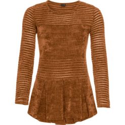 Swetry damskie: Sweter z szenili bonprix brązowo-złoty