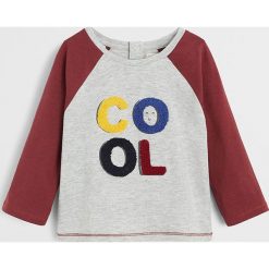 Mango Kids - Longsleeve dziecięcy Cool 80-104 cm. Szare t-shirty chłopięce Mango Kids, z nadrukiem, z bawełny, bez rękawów. Za 45,90 zł.