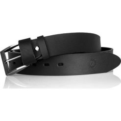 Pasek męski skórzany do jeansów Brodrene DW40 czarny. Czarne paski męskie Brødrene, w paski, z jeansu, eleganckie. Za 62,99 zł.