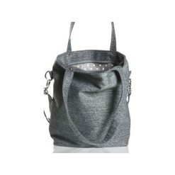Szara torba na ramię i na skos. Szare torebki klasyczne damskie Karolina audycka, w paski, ze lnu, eleganckie, na ramię, z haftem. Za 194,00 zł.