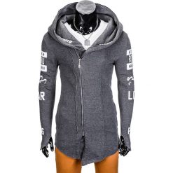 Bluzy męskie: BLUZA MĘSKA ROZPINANA Z KAPTUREM B690 – GRAFITOWA