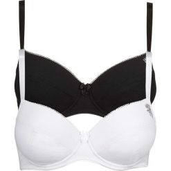Biustonosz "push up" (2 szt.) bonprix biały + czarny. Czarne biustonosze bonprix, bez wzorów. Za 69,98 zł.