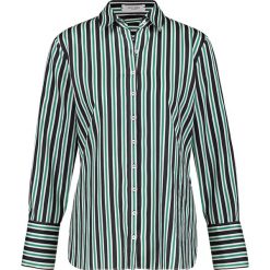 Bluzka w kolorze biało-zielonym. Zielone bluzki damskie Gerry Weber, w paski, z bawełny, z klasycznym kołnierzykiem, bez rękawów. W wyprzedaży za 89,95 zł.