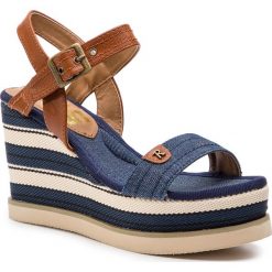 Espadryle REFRESH - 69910 Navy. Niebieskie espadryle damskie Refresh, bez wzorów, ze skóry ekologicznej, bez obcasa, na obcasie. W wyprzedaży za 149,00 zł.