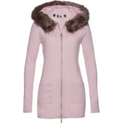 Sweter rozpinany ze sztucznym futerkiem bonprix matowy jasnoróżowy. Różowe kardigany damskie bonprix. Za 109,99 zł.