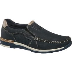 Granatowe wsuwane półbuty męskie Am Shoe AM SHOE granatowe. Niebieskie półbuty męskie AM SHOE, bez wzorów, ze skóry, bez zapięcia. Za 259,90 zł.