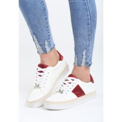 Biało-Czerwone Trampki Summer Crane. Czerwone espadryle damskie marki Born2be, na sznurówki. Za 79,99 zł.